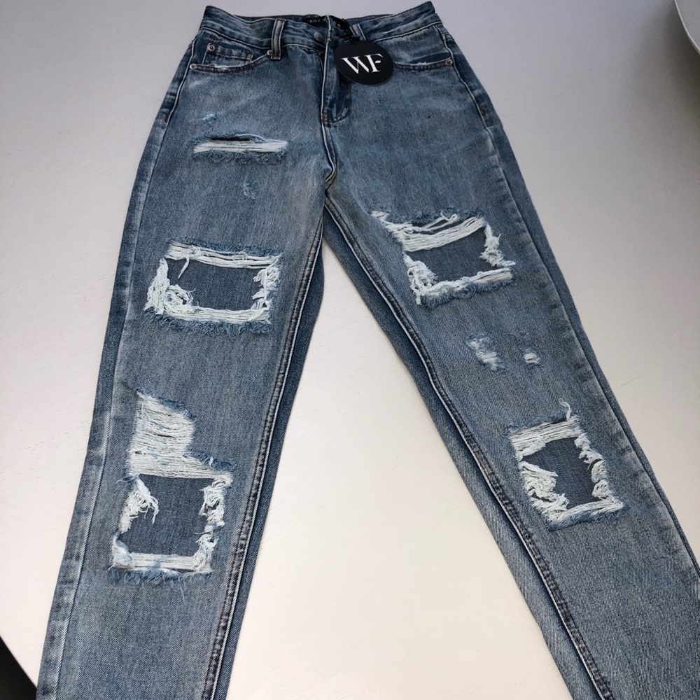 White Fox Let’s Bounce Distressed Blue Jeans